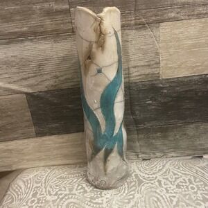 Joseph Rodriguez Raku Studio Art Pottery Vase Turquoise Silver Michigan Artist